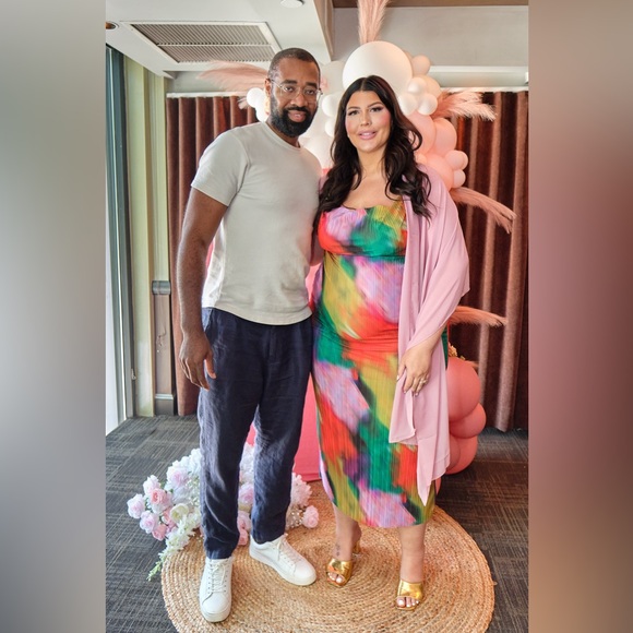 Plus Multi Printed Plisse Cowl Neck Maxi Dress - Picture 3 of 3